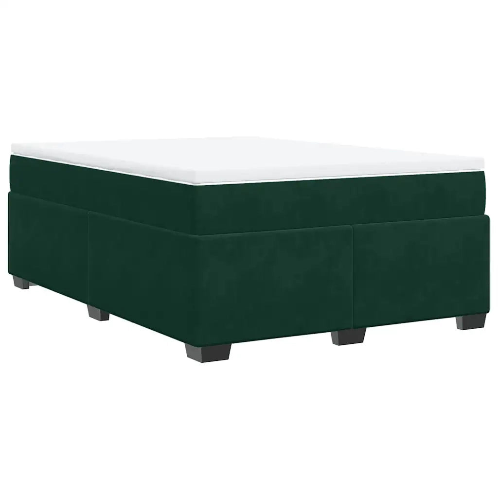 Giroletto a Molle con Materasso Verde Scuro 160x200 cm Velluto