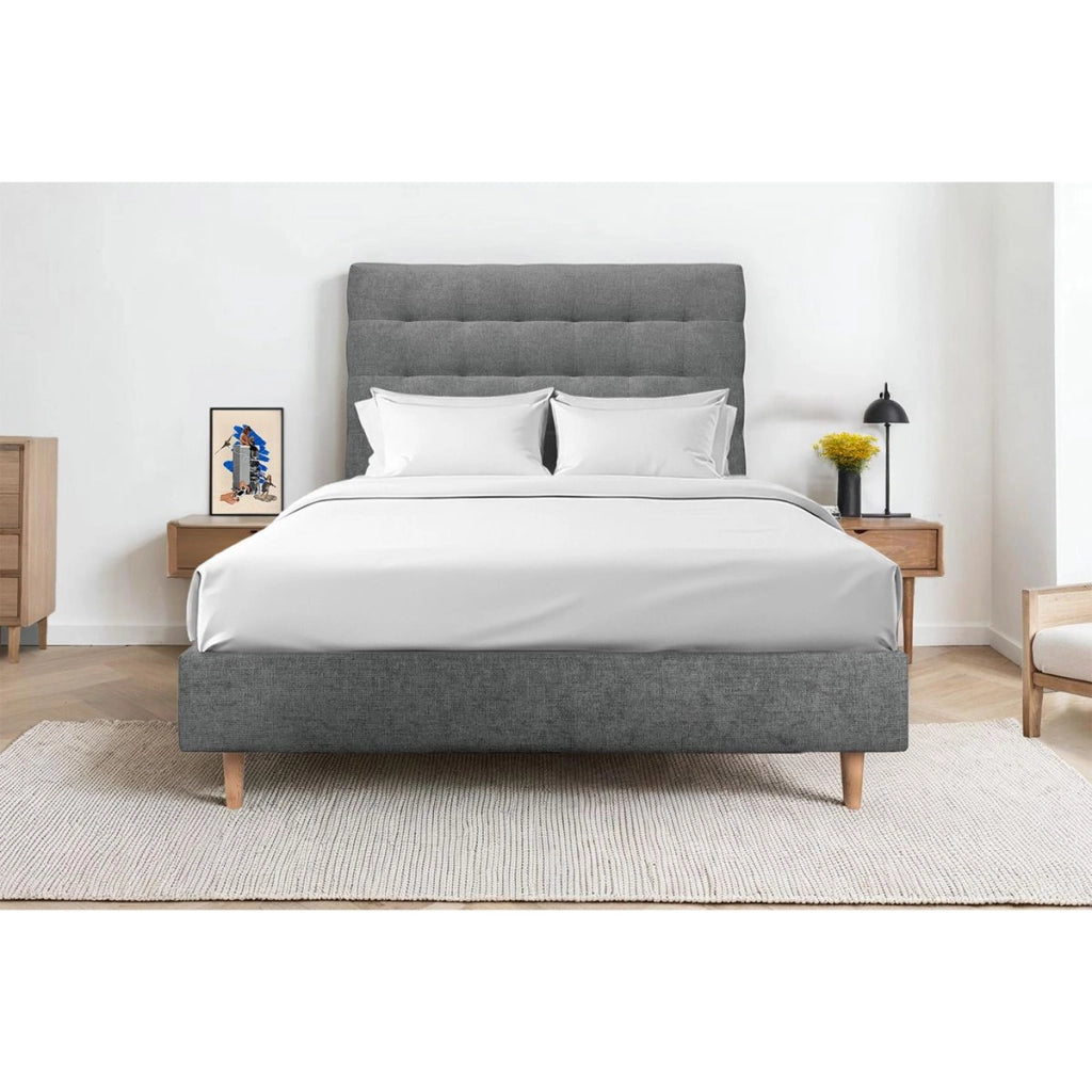 Testiera in tessuto natté grigio antracite imbottita L150 cm