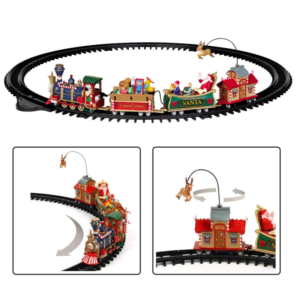 The Starlight Express - Trenino Villaggio Natalizio a Batteria con Binario e Renna in Movimento