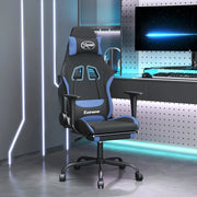 Sedia da Gaming con Poggiapiedi Nero e Blu in Tessuto cod mxl 67512