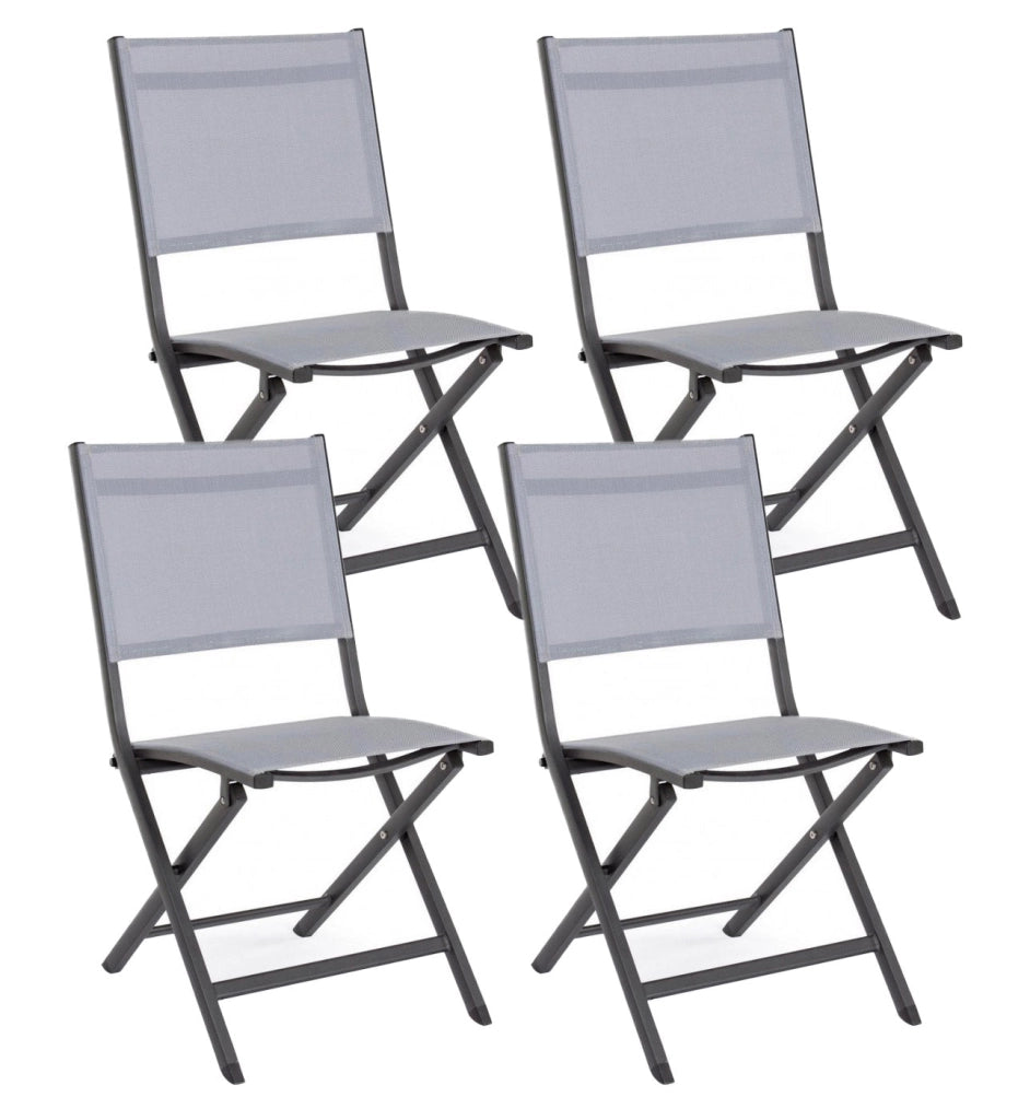 Set 4 Sedie Pieghevole da Giardino 47x57x88h cm Elin Antracite