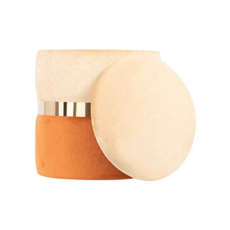 Set di 2 Pouf Contenitore Bicolore Jolene Beige/terra Di Siena 37x37x42