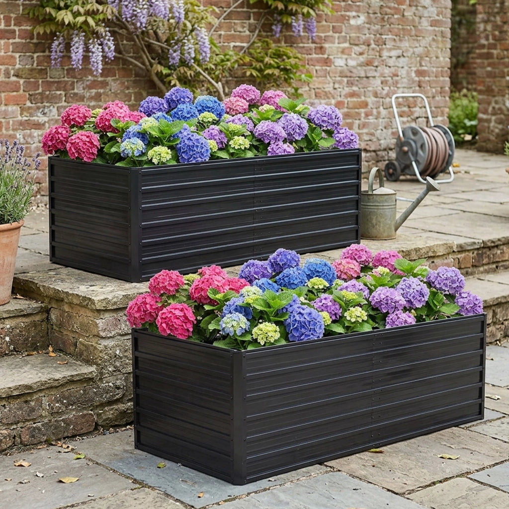 Fioriera Rialzata da Giardino ¨C MINIMAL ¨C Metallo Zincato Nero 190x90x64 cm