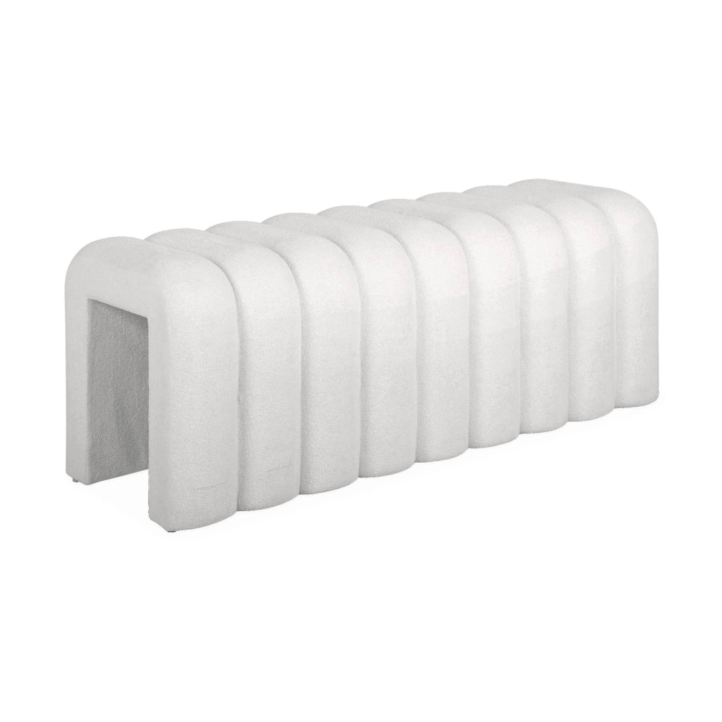 Panca, fine letto contemporaneo tessuto, bianco