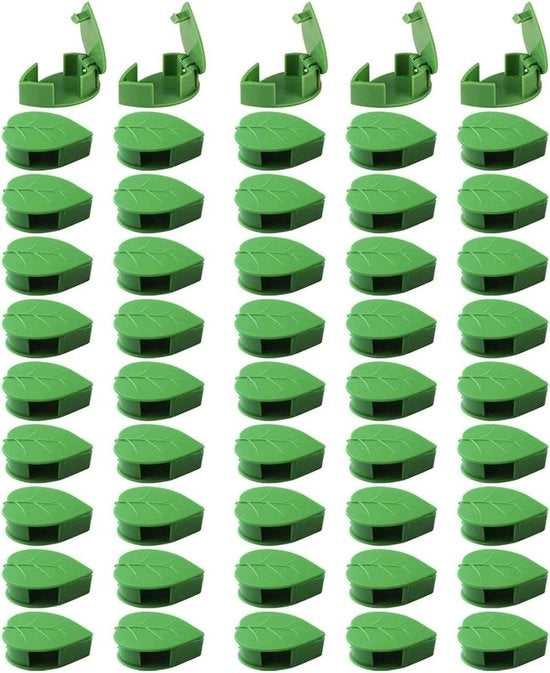 Clip per piante rampicanti - 50 pezzi | Forma fogliare verde | Sostegni per piante per un'assistenza rampicante ottimale