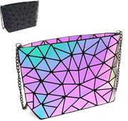 Portamonete geometrica per donne Portamonete e borse geometriche con illuminazione Portamonete e borse geometriche con tasche crossbody holografiche