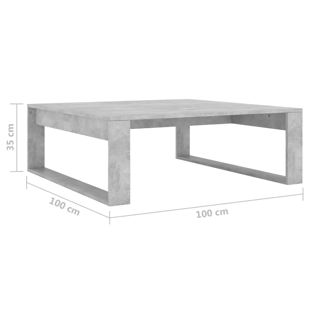 Tavolino da Salotto Grigio Cemento 100x100x35 cm Truciolato 808634
