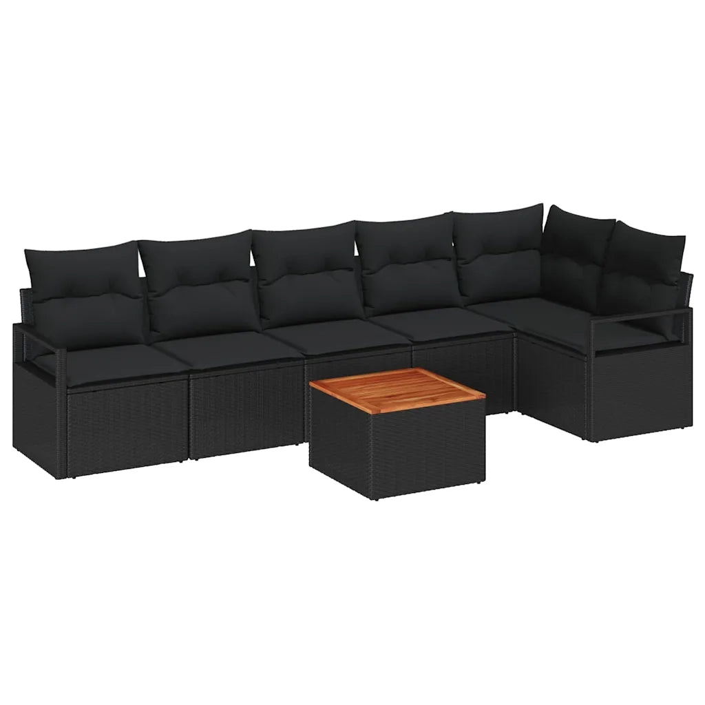 Set Divano da Giardino con archiviazione 7 pcs Nero polyrattan 3356385