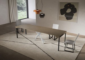 Consolle Allungabile 90-300x40x77 cm Saki Tortora Gambe Bianche