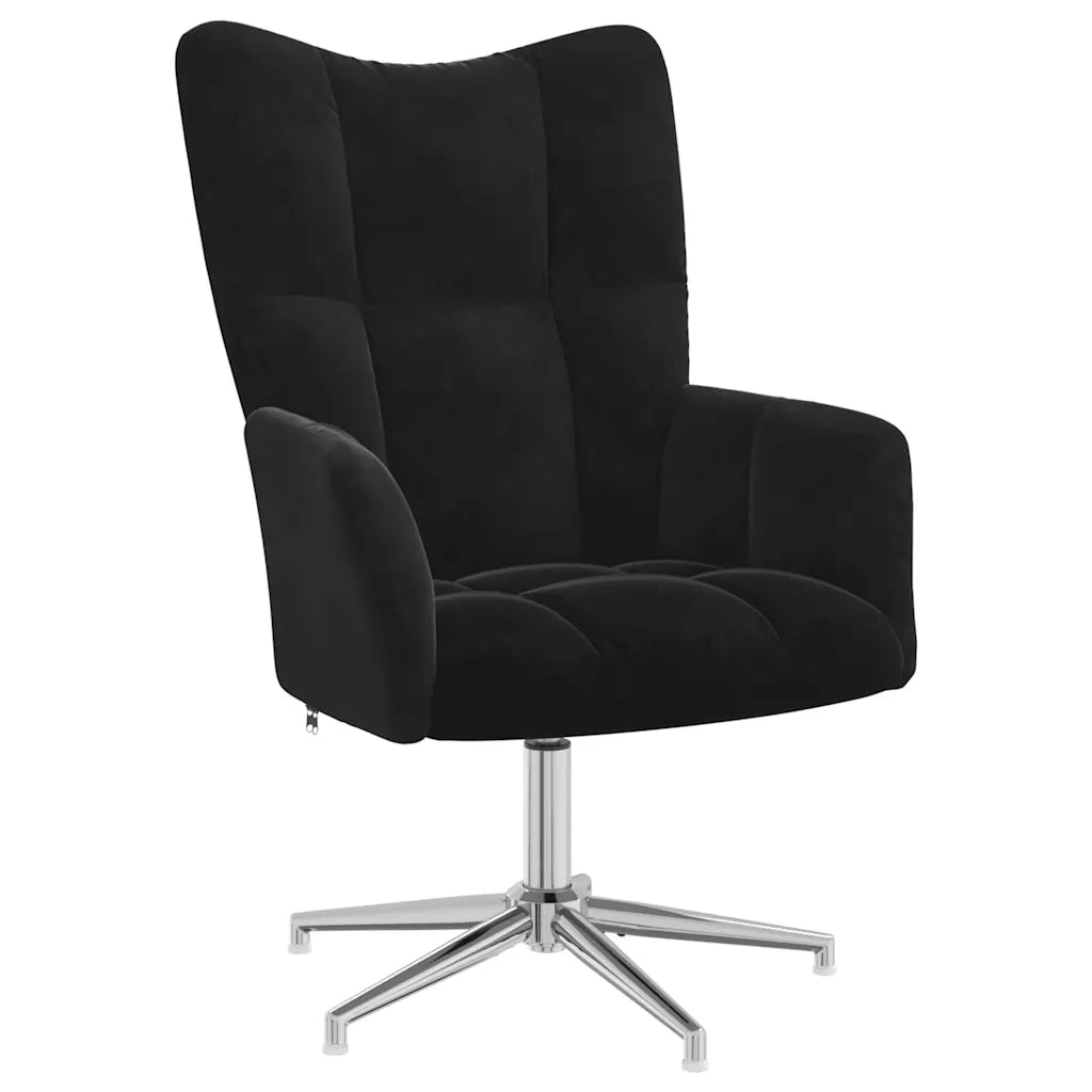 Poltrona Relax con Poggiapiedi Nera in Velluto cod mxl 35622