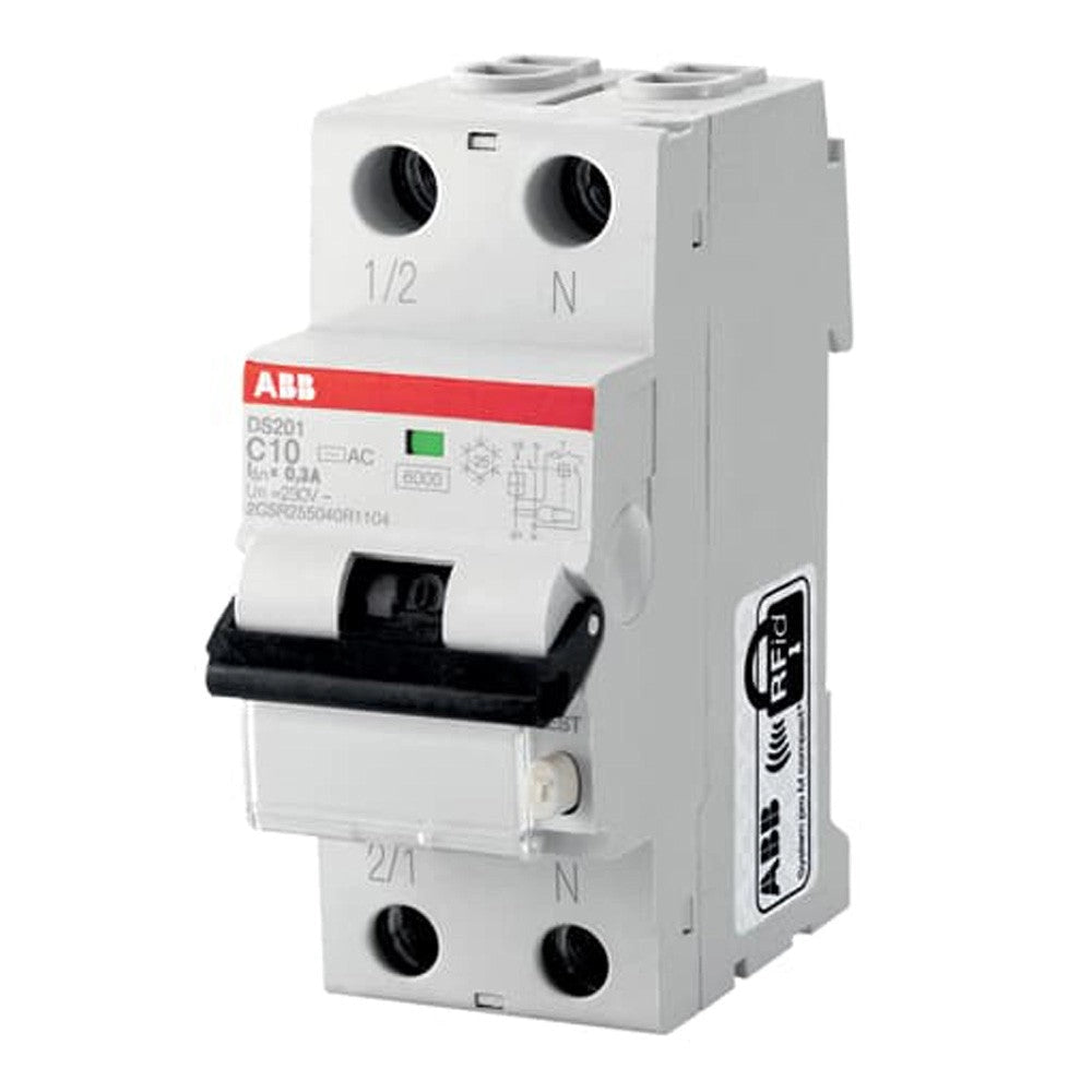 Interruttore magnetotermico differenziale DS201 C10 AC300 1P+N 6K (DS1C10AC300) Abb