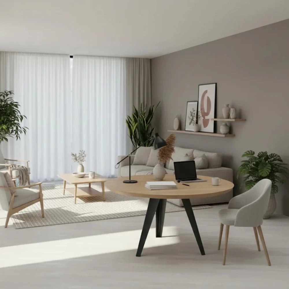 Tavolo da pranzo fisso in legno impiallacciato rovere naturale Leo 130x130 cm fino a 6 posti Made in Italy | Duzzle