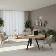 Tavolo da pranzo fisso in legno impiallacciato rovere naturale Leo 130x130 cm fino a 6 posti Made in Italy | Duzzle