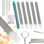 Set Filtri e Scovolini per Pistola a Spruzzo – 5x Filtro 60 Mesh, 1x Filtro 30 Mesh, 5x Scovolini in Metallo