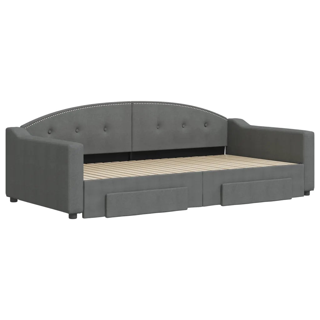 Divano letto | Sof¨¤ letto | Letto singolo Estraibile Cassetti Grigio Scuro 100x200cm Tessuto