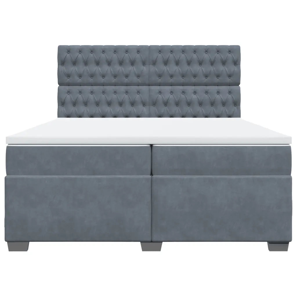 Giroletto a Molle con Materasso Grigio Scuro 200x200 cm Velluto 3291009