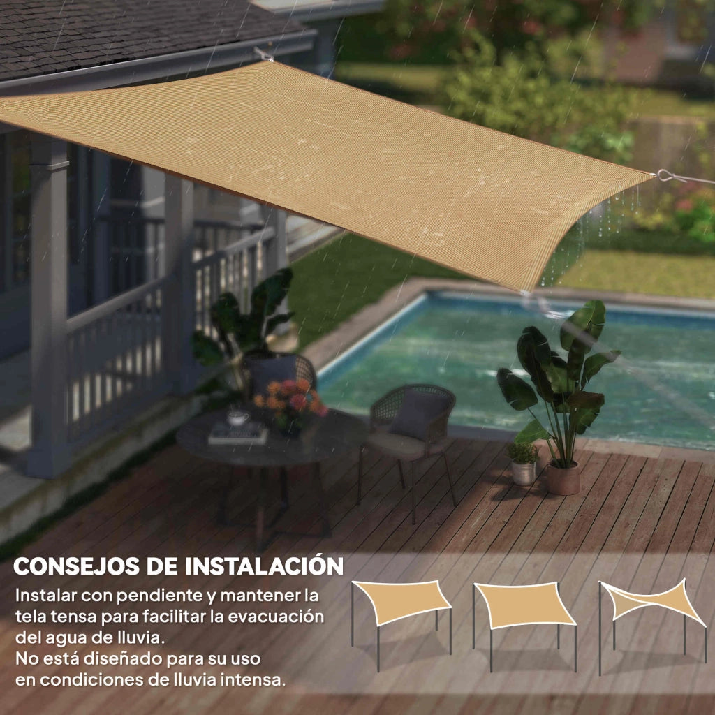 Toldo Vela Rettangolare 4x6 m ¨C zephmum ¨C HDPE Anti-UV per Giardino Patio
