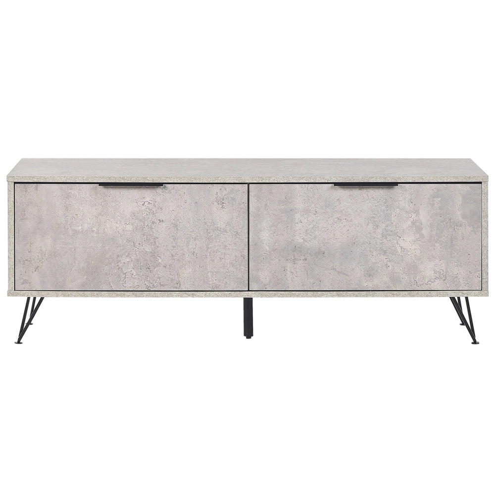 Mobile TV grigio nero 120 x 40 cm MDF 2 ripiani effetto cemento gambe in metallo gestione moderna dei cavi