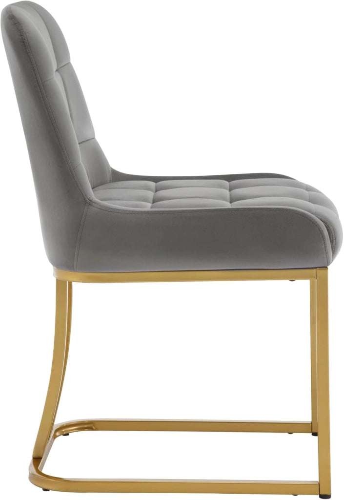 Set di 4 Sedie da Cucina Moderna, Sedie per Sala da Pranzo con Schienale, senza Braccioli, Poltroncine Imbottite Sedie da truccocon Gambe in MetalloDorato, in Velluto EZS32dgr-4 Grigio scuro