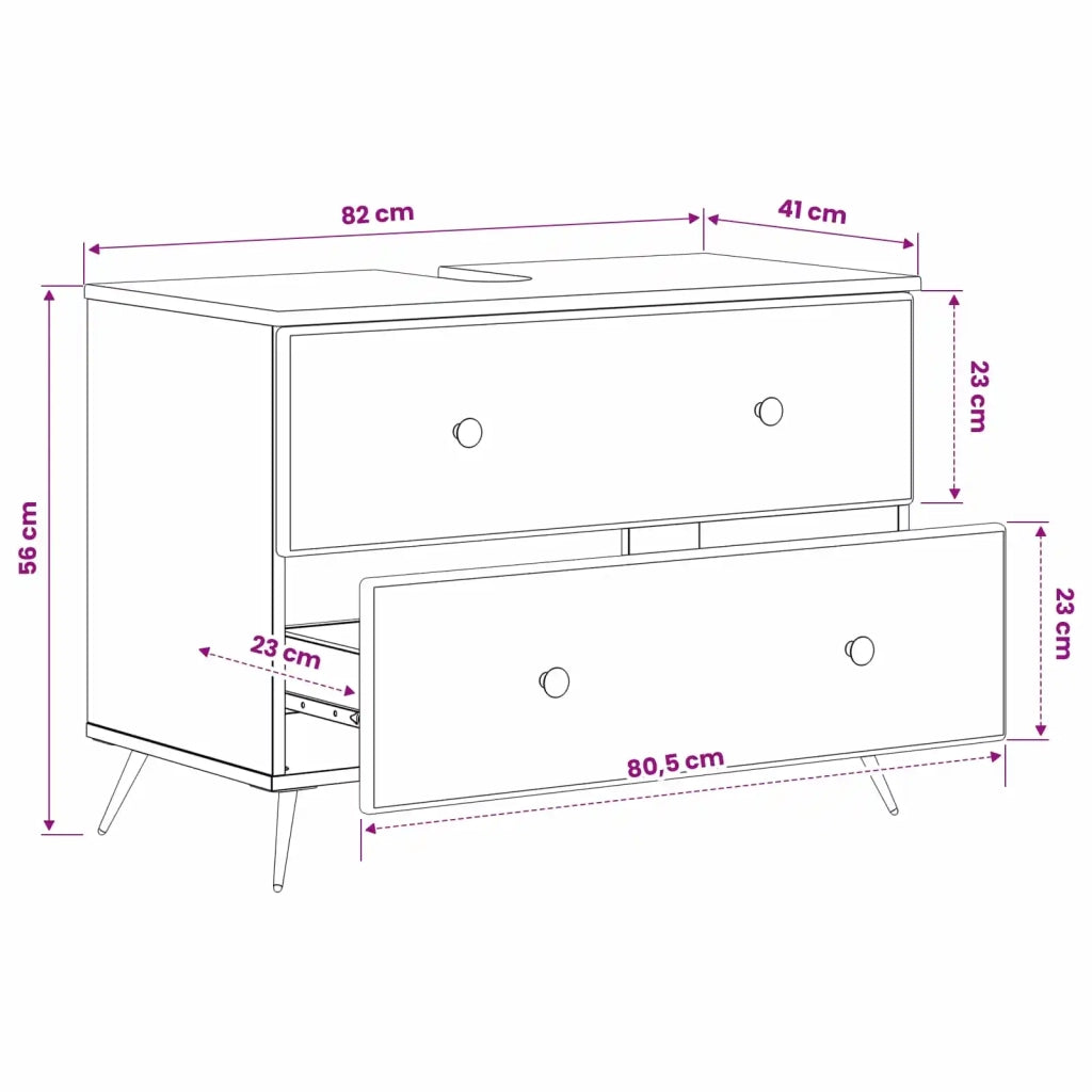 Armadio per Lavabo da Bagno BREDA Nero 82 x 41 x 59 cm 897456