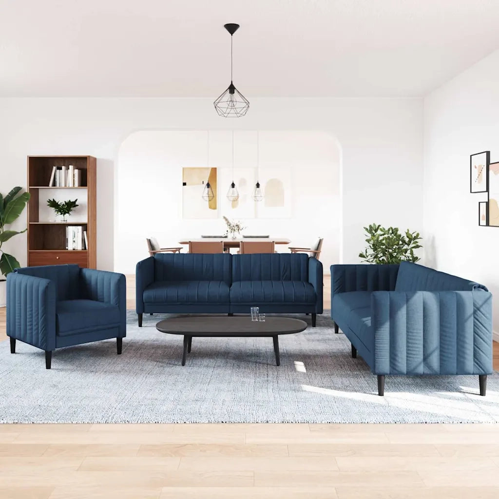 Set di Divani 3 pz Blu in Tessuto 3209235