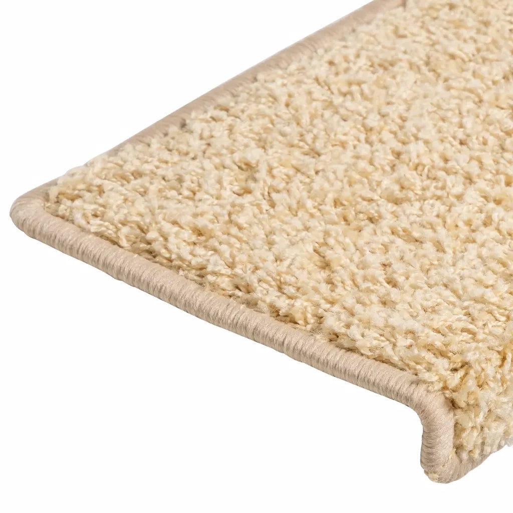 Tappetini per scale 15 pz 65x21x4 cm Crema Bordo rettangolare 134579