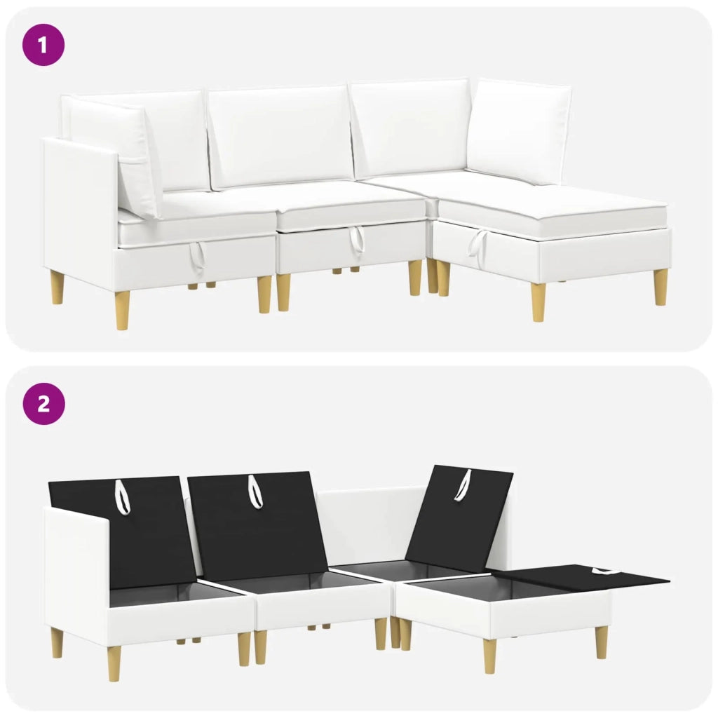 Set di mobili per il soggiorno con cuscino 4 pcs Bianco Tessuto 3413720