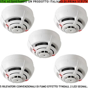 RILEVATORI DI FUMO CONVENZIONALI 5 SENSORI SISTEMA TYNDALL LOOP USCITA OC 14 MA SEGNALAZIONE REMOTA LED ALLARME INCENDIO
