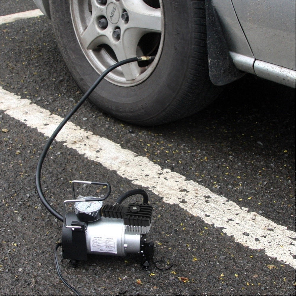 Trade Shop - Mini Compressore Aria Portatile Auto 12v 140psi 3 Connettori Bici Gonfiabili -