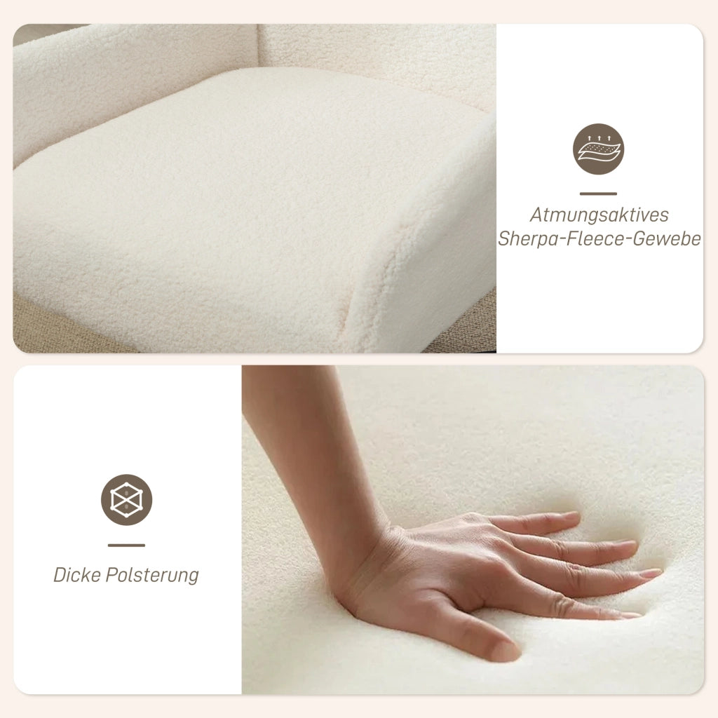 Poltrona imbottita girevole con rivestimento crema ¨C Minimal ¨C struttura metallica