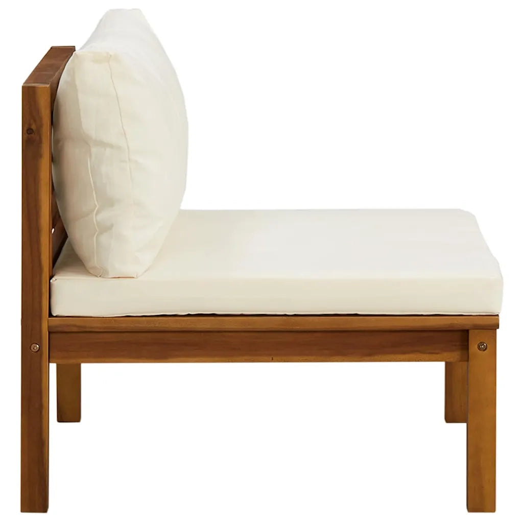 Salotto da Giardino-Set Divani da Giardino 2pz Cuscini Bianco Crema Massello Acacia