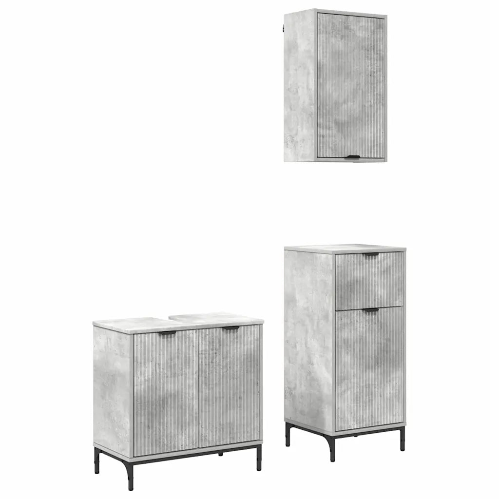 Set di mobili per il bagno con cassetto 3 pcs Grigio cemento 3393106