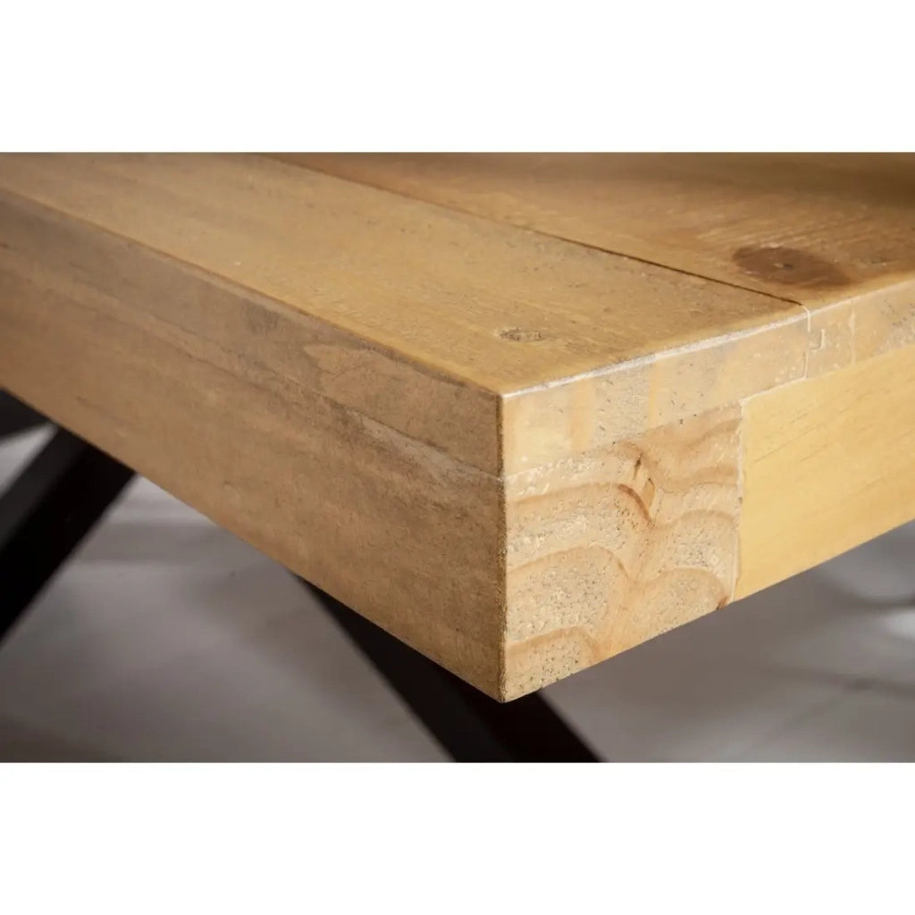 Tavolo da pranzo SOLARA – Legno di pino riciclato e metallo nero – 200 cm – Piano spesso 60 mm – Stile industriale