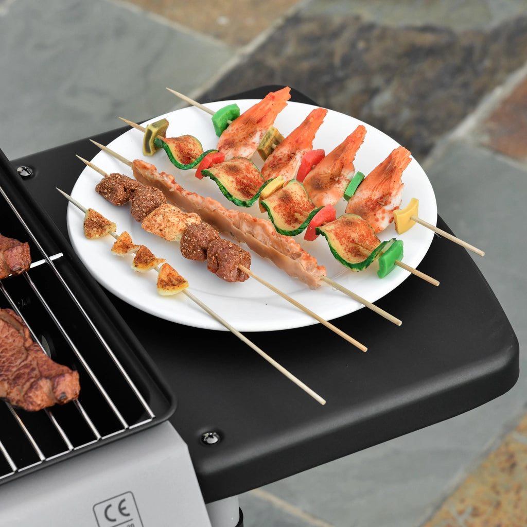 Barbecue a Gas con Coperchio, Bruciatori da 5.6kW, BBQ e Ruote, 104x49x99cm