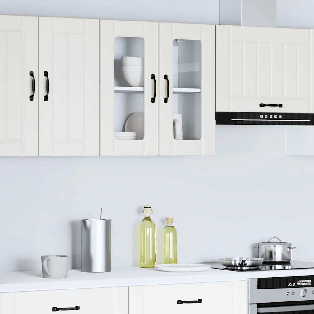 Pensile da Cucina con Porta in Vetro Lucca Bianco Truciolato 853907