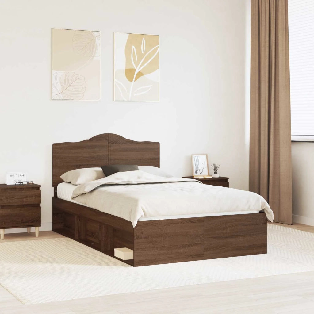 Struttura del letto Rovere Marrone 120 x 190 cm Pino massello