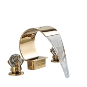 LENA | Rubinetto bagno 3 fori design oro lucido |  per lavabo ad arco alto in acciaio inossidabile | miscelatore 2 maniglie ristorazione