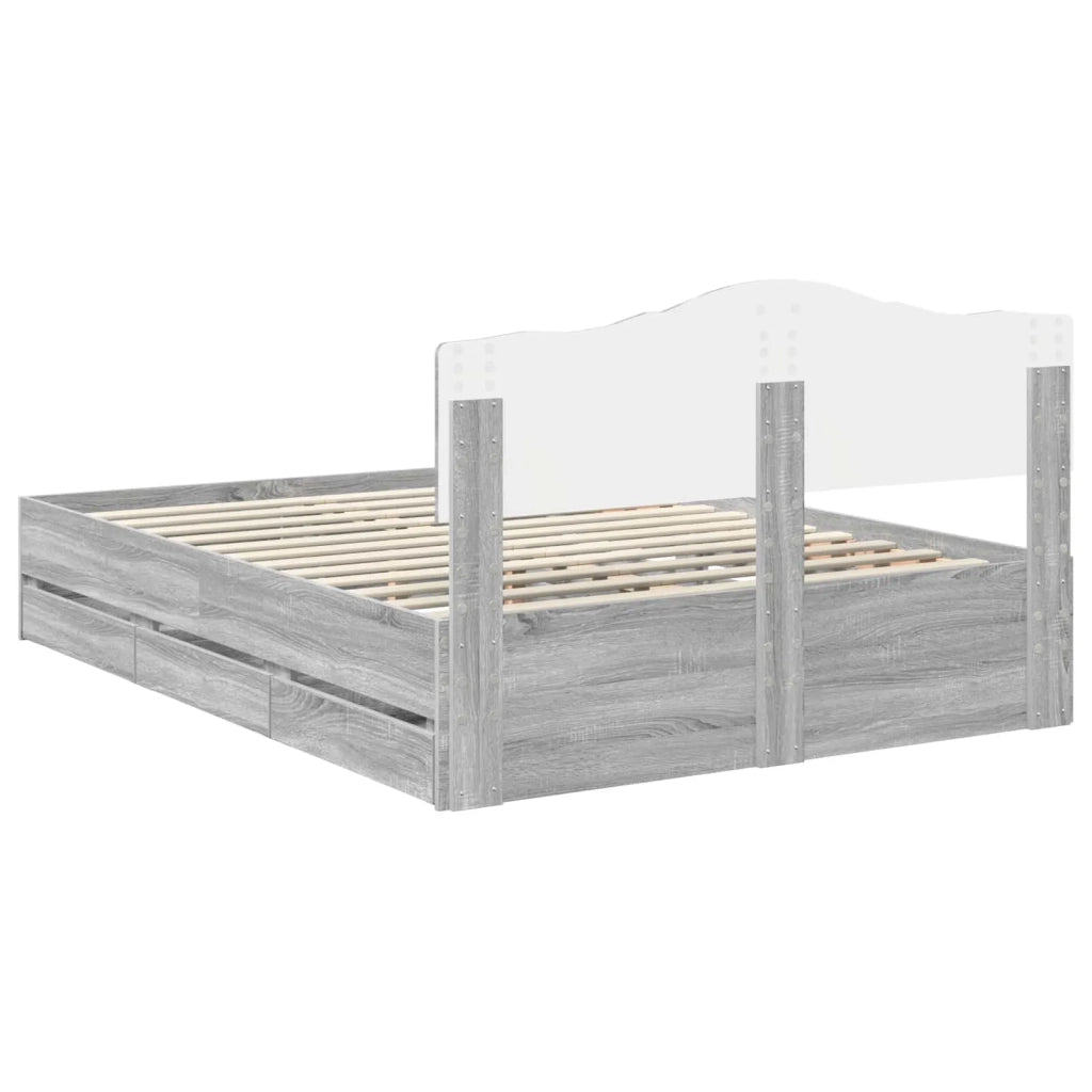 Struttura del letto con cassetto Grigio Sonoma 140 x 200 cm 3413003