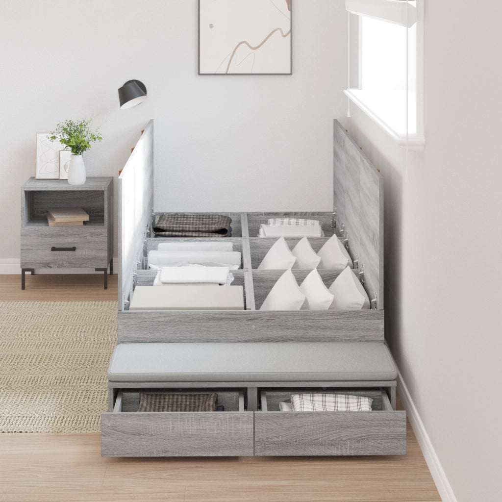 Struttura letto contenitore grigia Sonoma 80x200 cm
