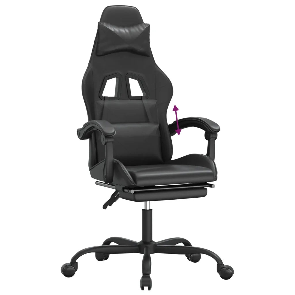 vidaXL Sedia da Gaming con Poggiapiedi Nero in Similpelle