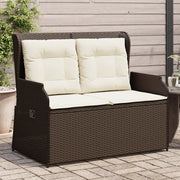 Panca Reclinabile da Giardino con Cuscini-Sgabello-Sedia da esterno Marrone in Polyrattan 223976