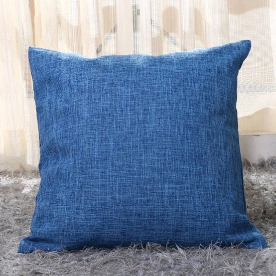 Cuscino quadrato in lino - 2-pack - 55x55cm - Cuscino copri per esterno - Decorazione per la casa - Con cerniera invisibile - Adatto per divano letto, ufficio - Blu