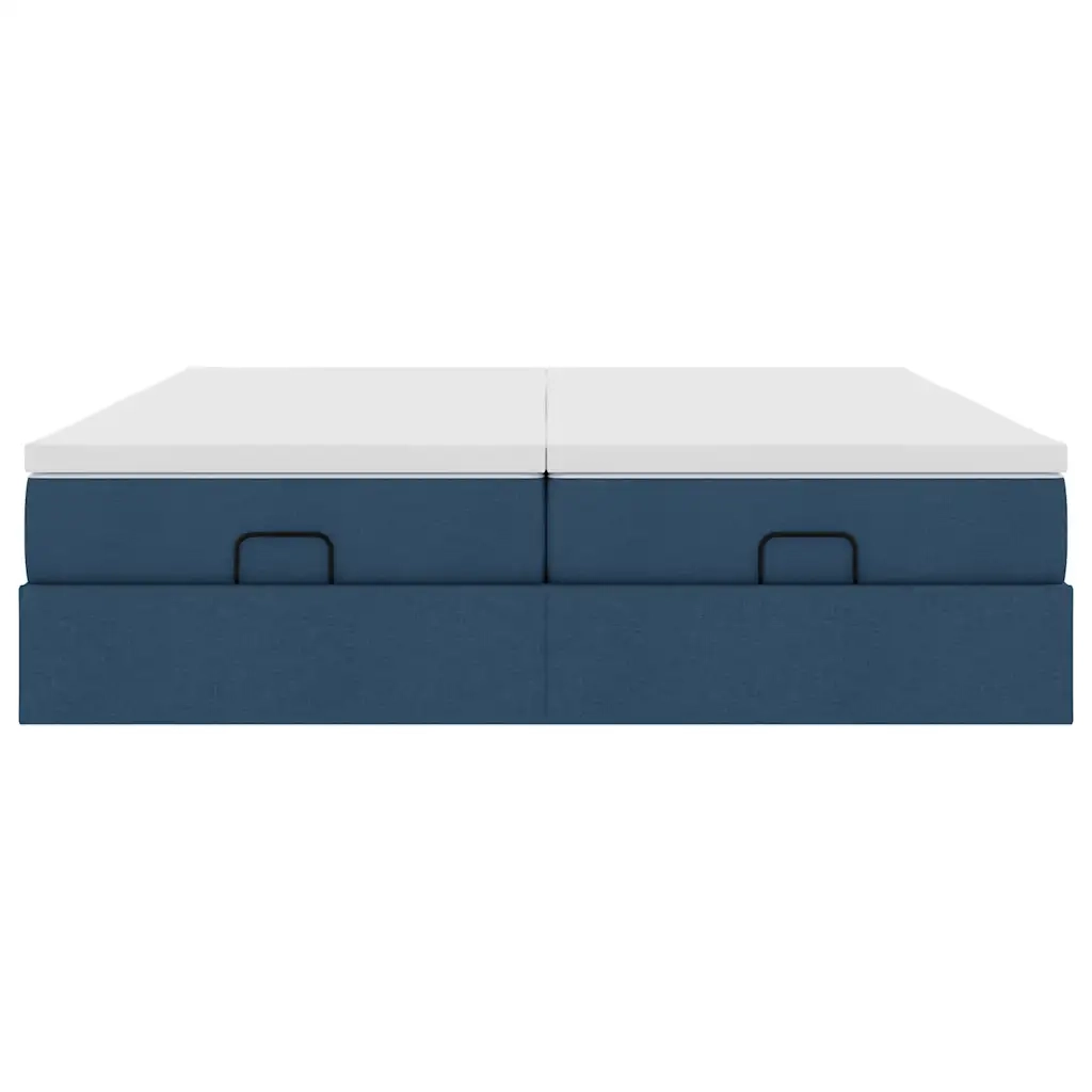 Struttura Letto Pouf con Materassi Blu 200x200 cm in Tessuto 3311254
