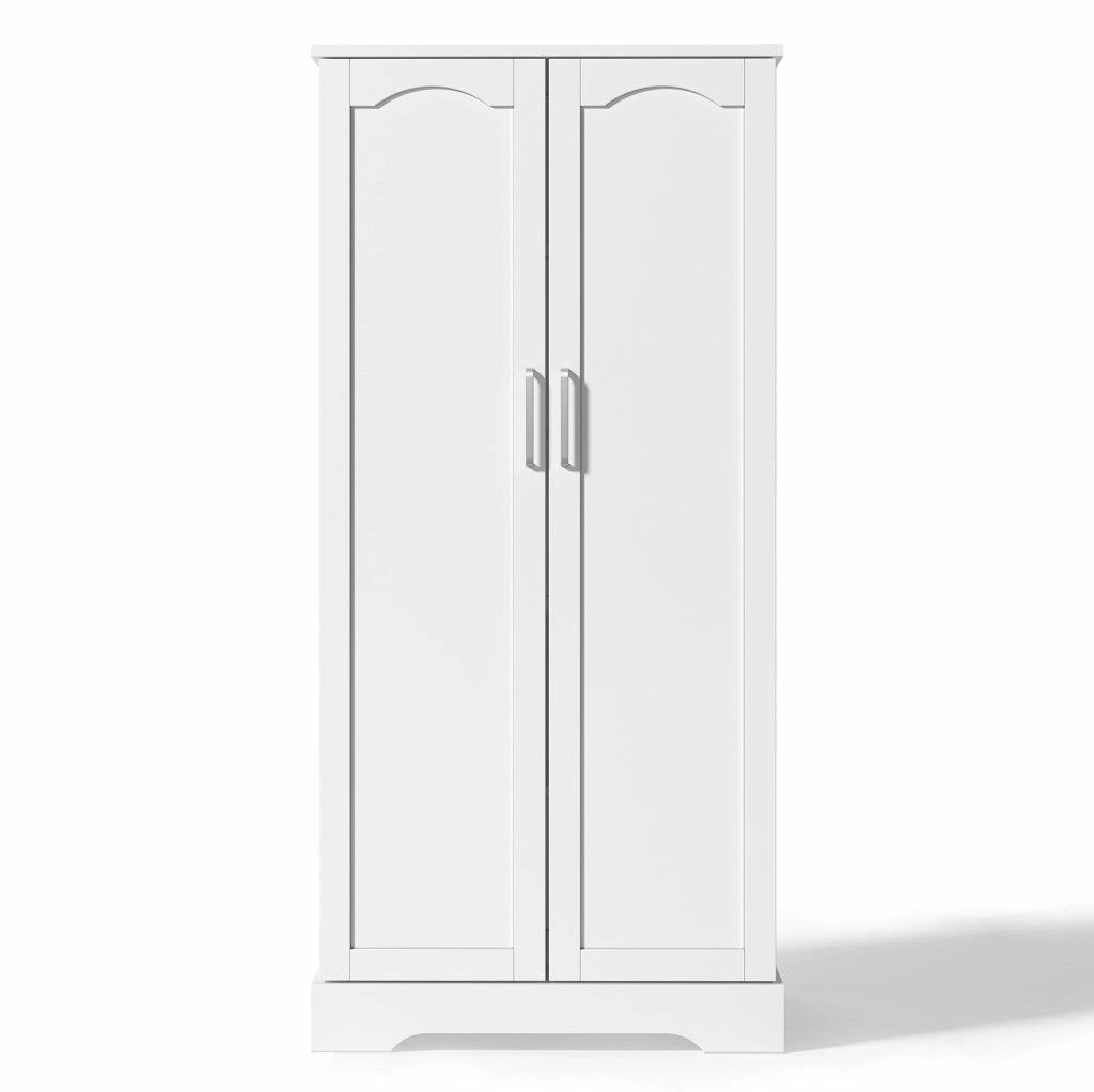 Credenza da cucina bianca 60x35x128 cm in MDF e PB con luce LED sensor e ripiani regolabili