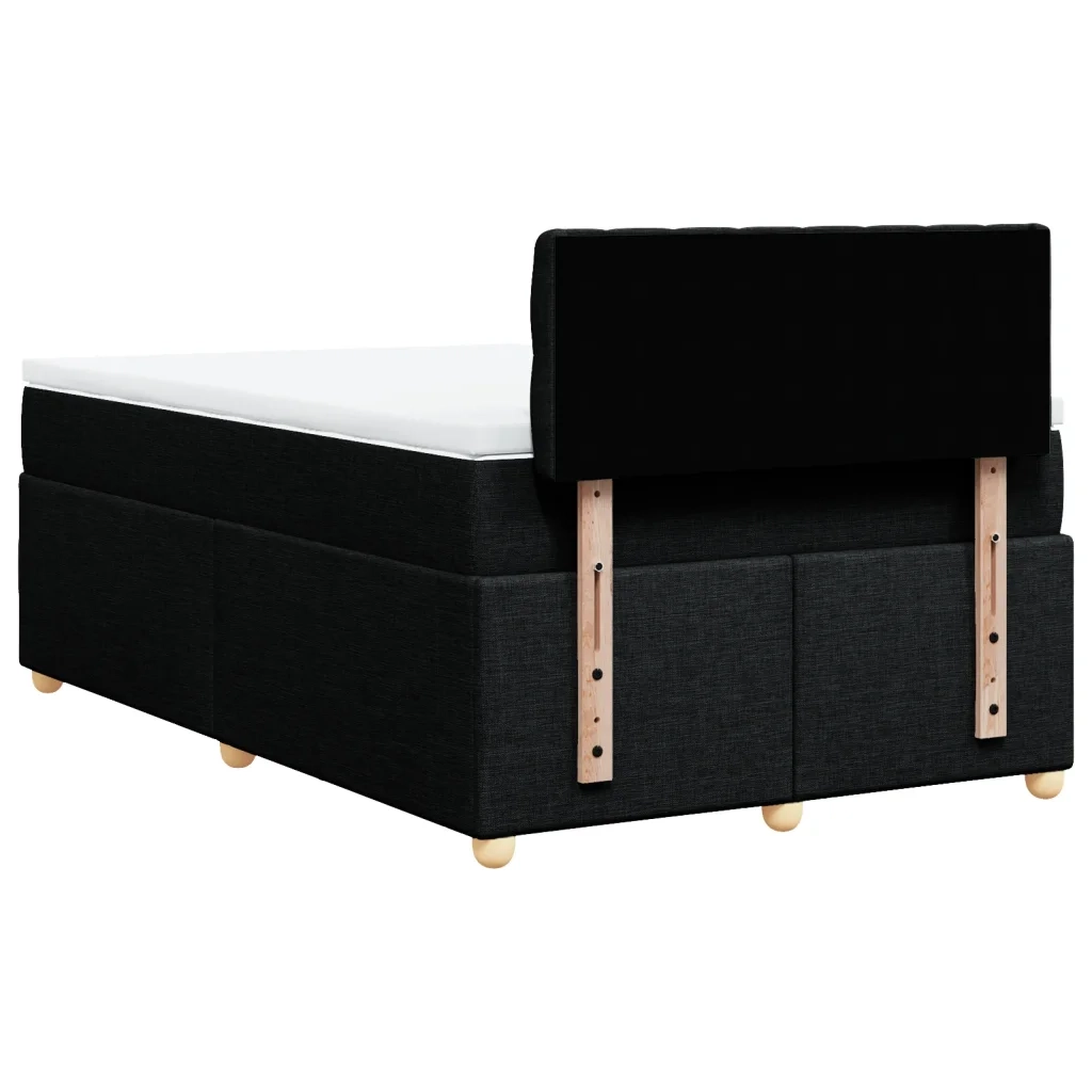 Giroletto a Molle con Materasso Nero 120x200 cm in Tessuto