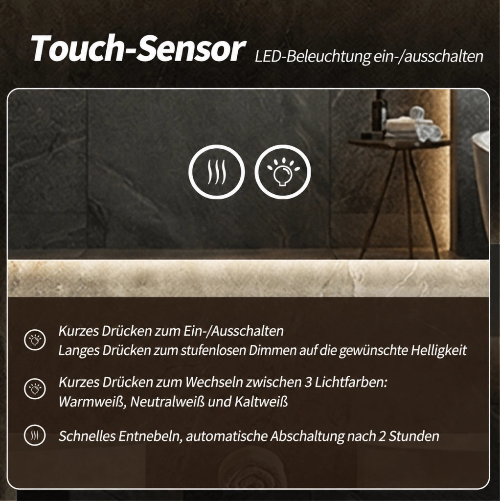 Specchio da bagno LED con antiappannamento e dimmer