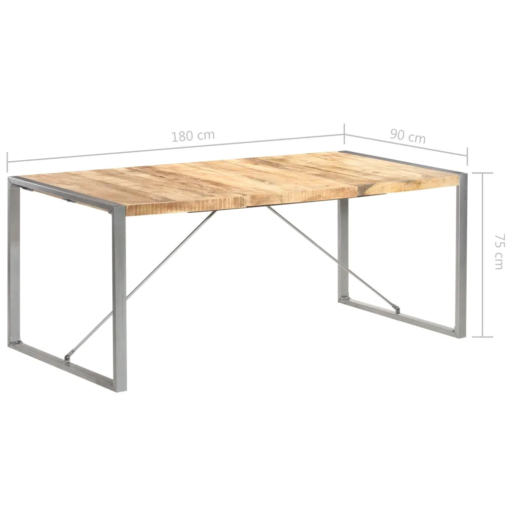 Tavolo da Pranzo 180x90x75 cm in Legno Massello di Mango Grezzo cod mxl 12689