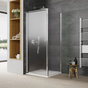 Box doccia slim 80x80cm con porta a battente e parete fissa profili cromati e vetro 6mm opaco h190| Portofino
