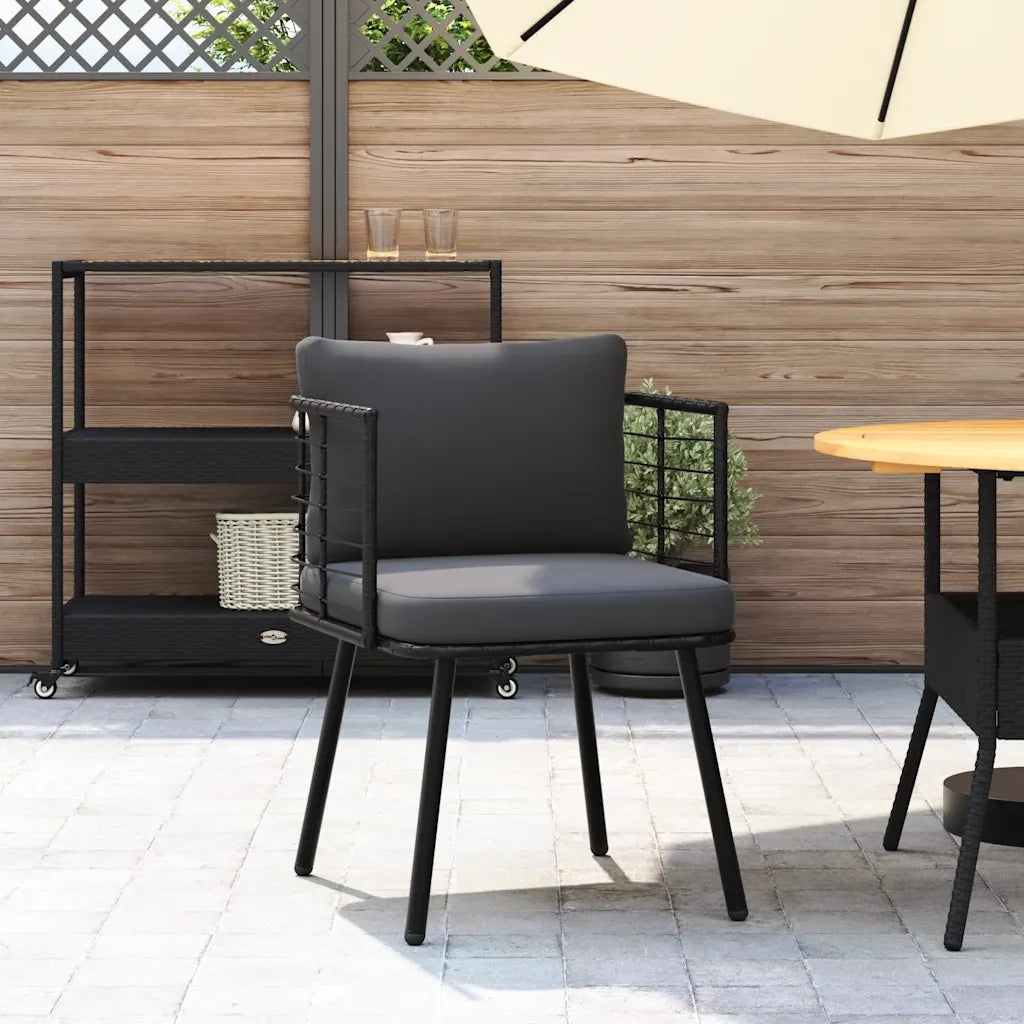 Poltrona da Giardino con Cuscini in Polyrattan Nero CFW7556401