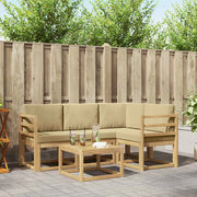 Set di divani da esterno con cuscino 5 pcs Bianco e Beige